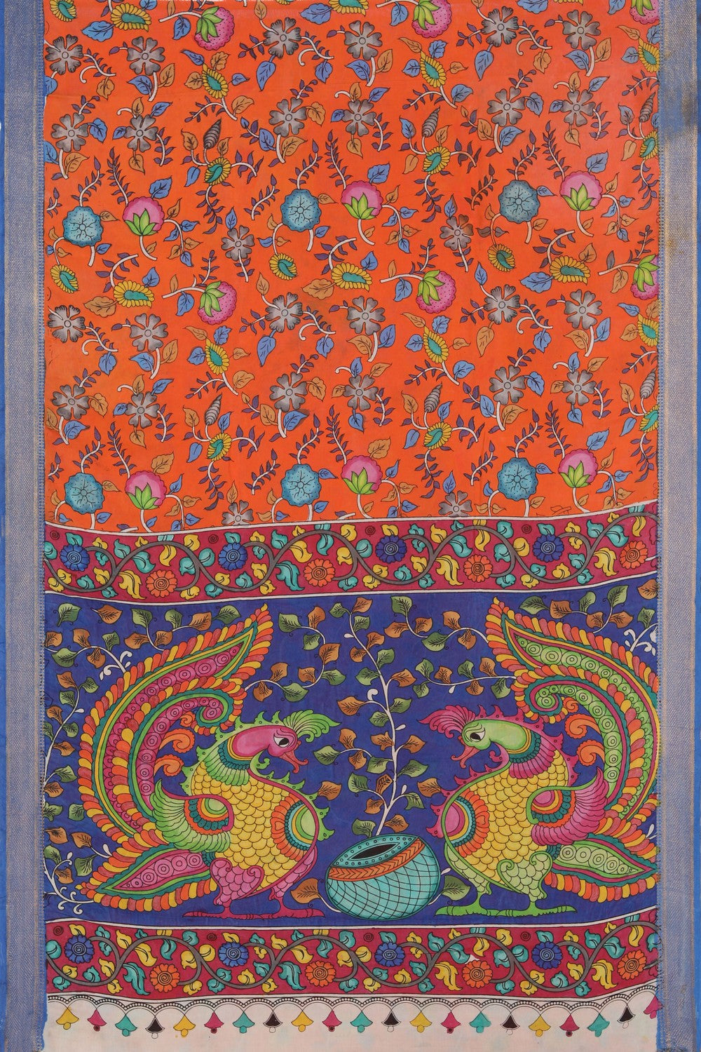 Kalamkari Hand-Painted Silk Saree
