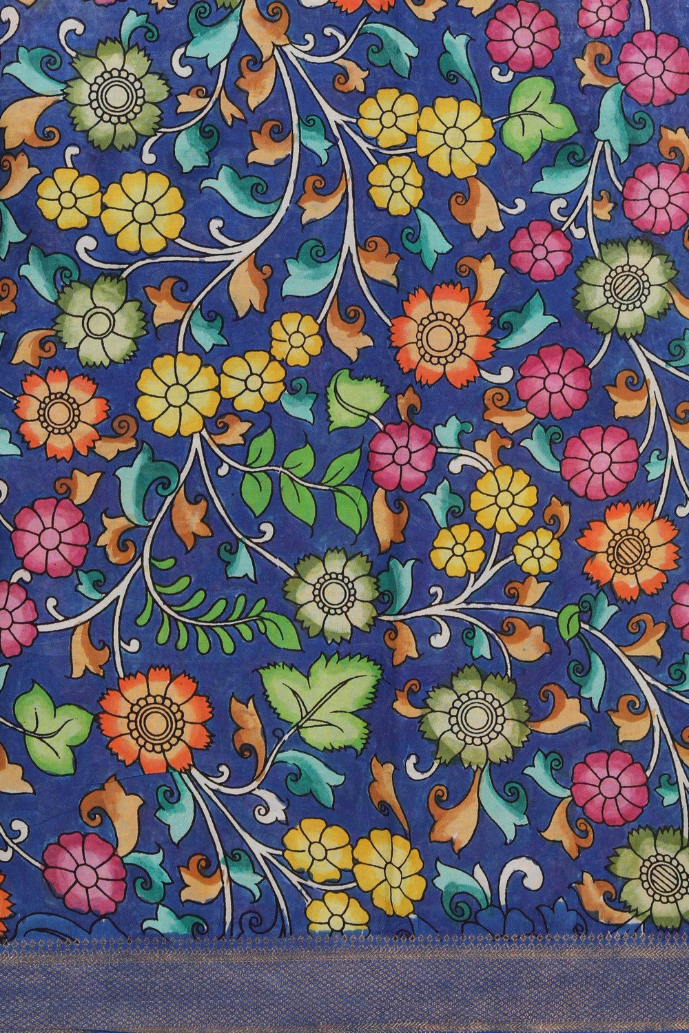 Kalamkari Hand-Painted Silk Saree