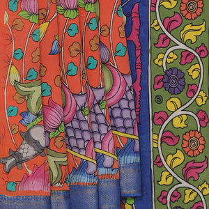 Kalamkari Hand-Painted Silk Saree