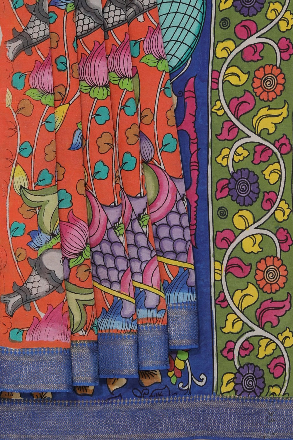Kalamkari Hand-Painted Silk Saree