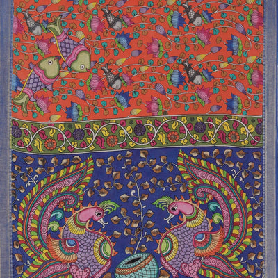 Kalamkari Hand-Painted Silk Saree