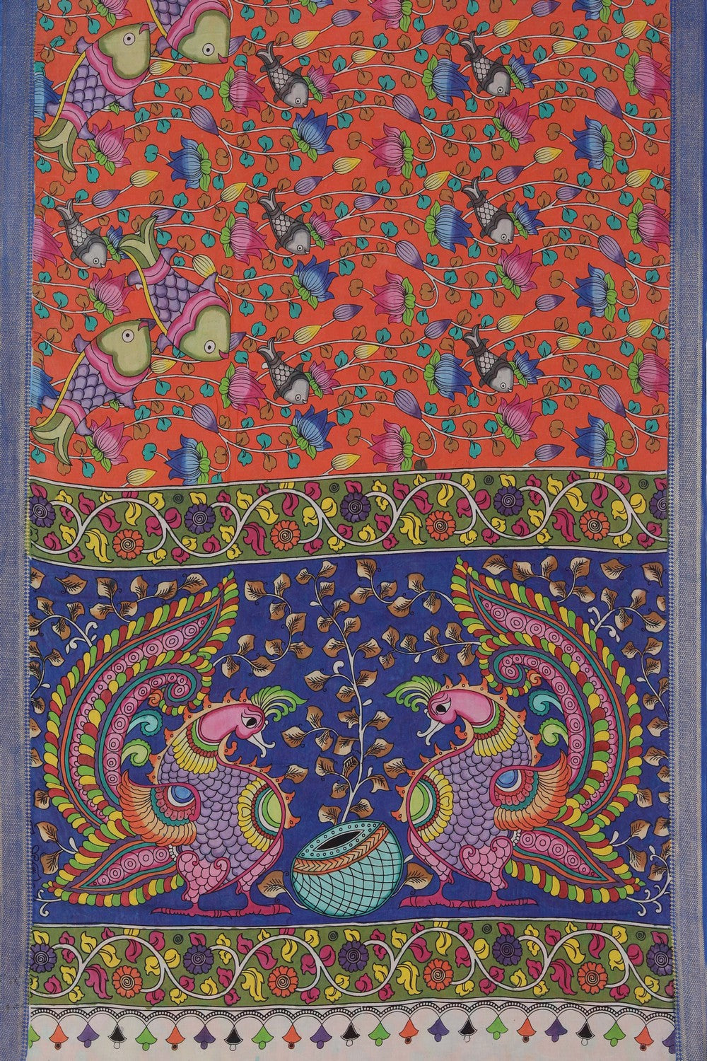 Kalamkari Hand-Painted Silk Saree