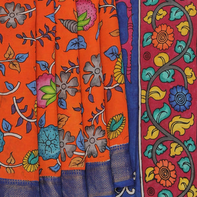 Kalamkari Hand-Painted Silk Saree