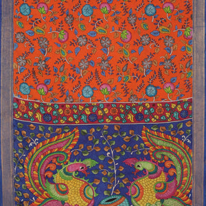 Kalamkari Hand-Painted Silk Saree