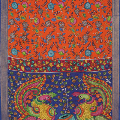 Kalamkari Hand-Painted Silk Saree