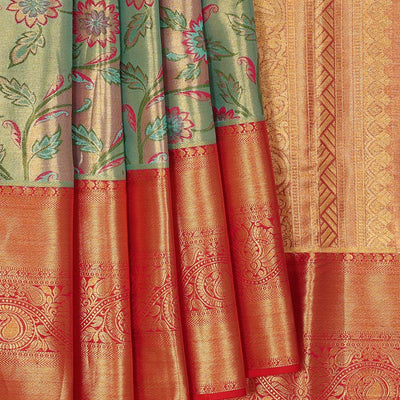 Kanchipattu An Ethereal Gold-Green Saree