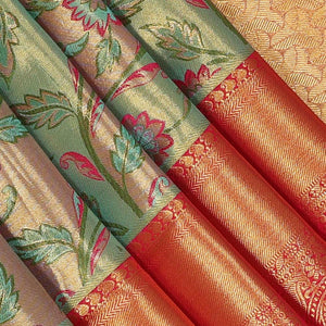 Kanchipattu An Ethereal Gold-Green Saree
