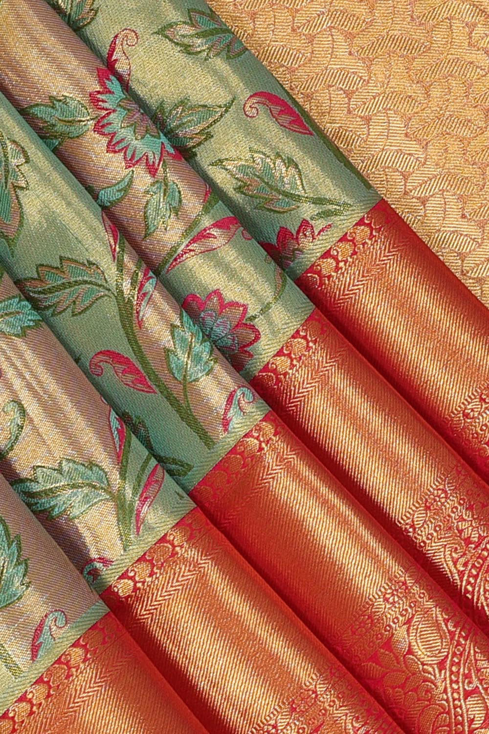 Kanchipattu An Ethereal Gold-Green Saree