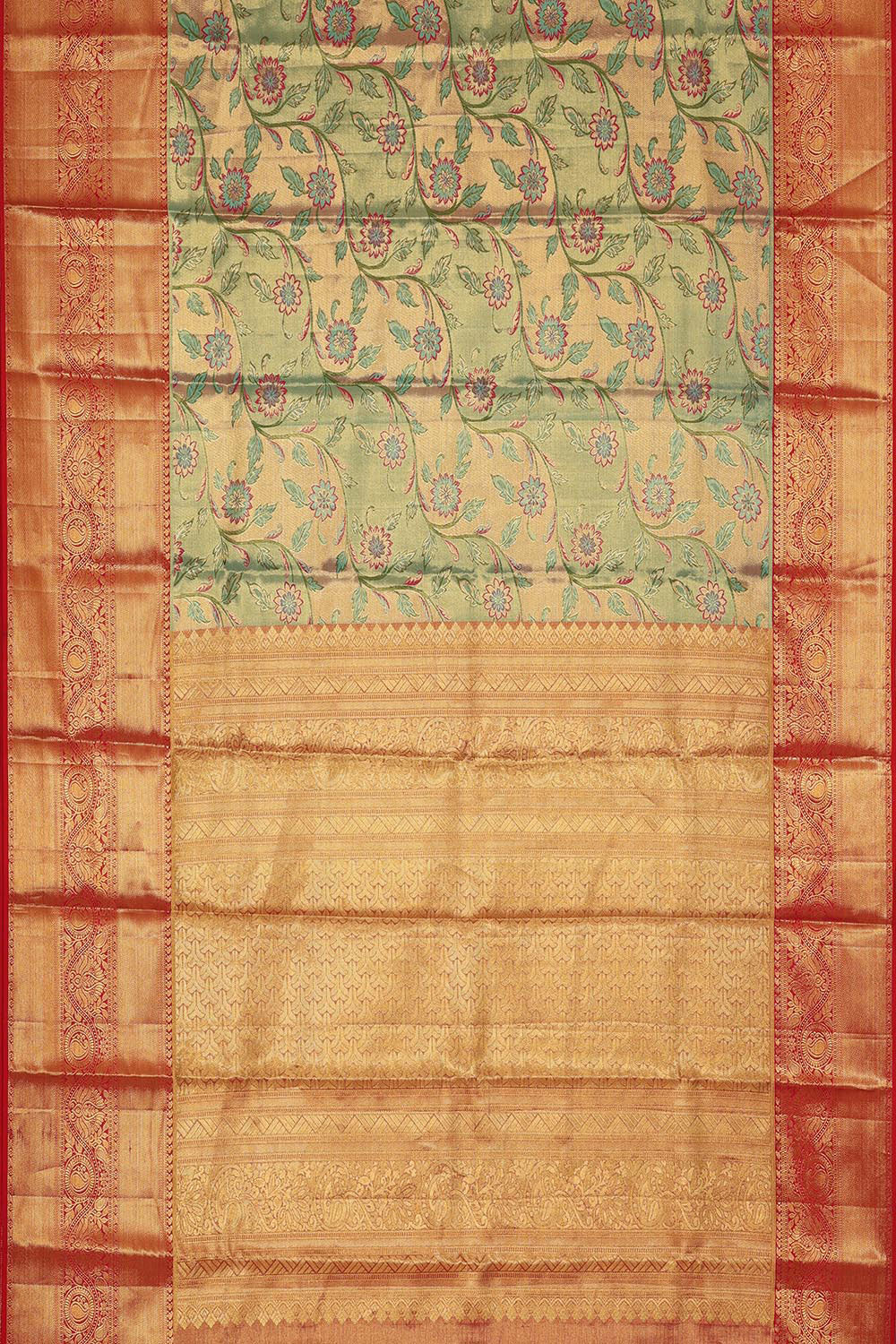 Kanchipattu An Ethereal Gold-Green Saree
