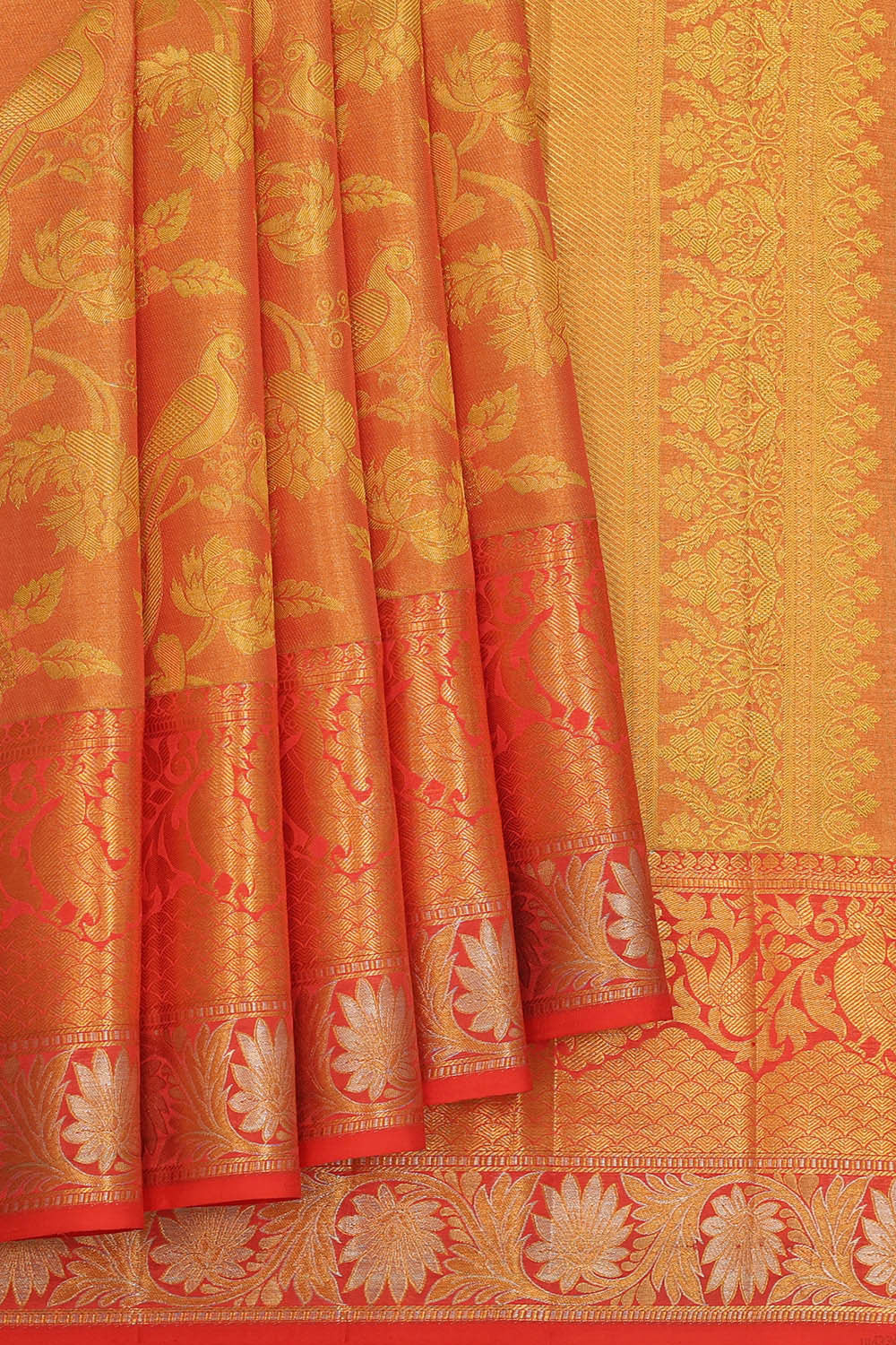 Kanchipattu An Ethereal Gold-Orange Saree