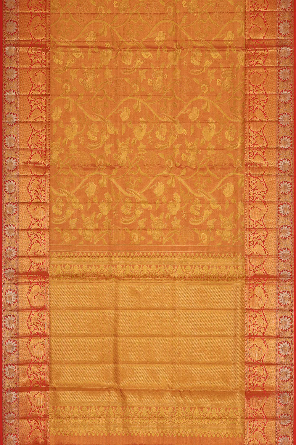 Kanchipattu An Ethereal Gold-Orange Saree