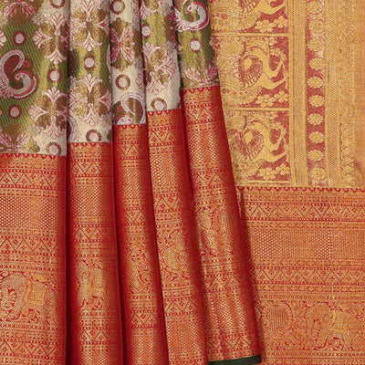 Kanchipattu An Ethereal Gold-Green Saree