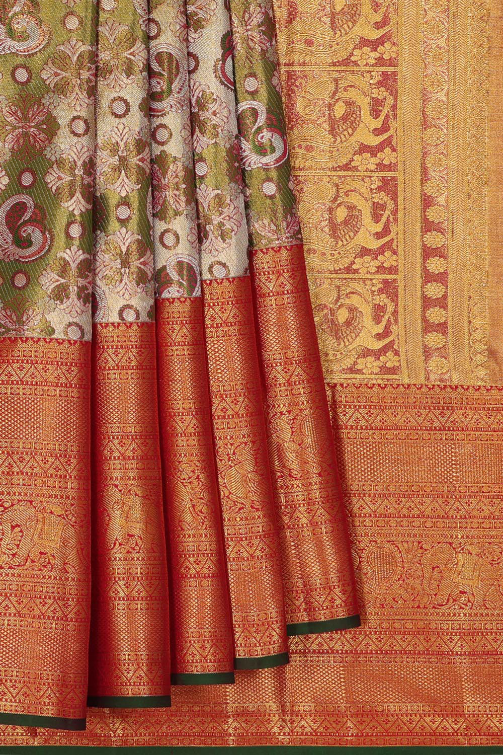 Kanchipattu An Ethereal Gold-Green Saree