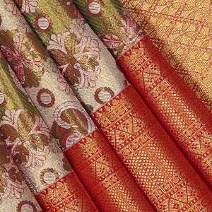 Kanchipattu An Ethereal Gold-Green Saree