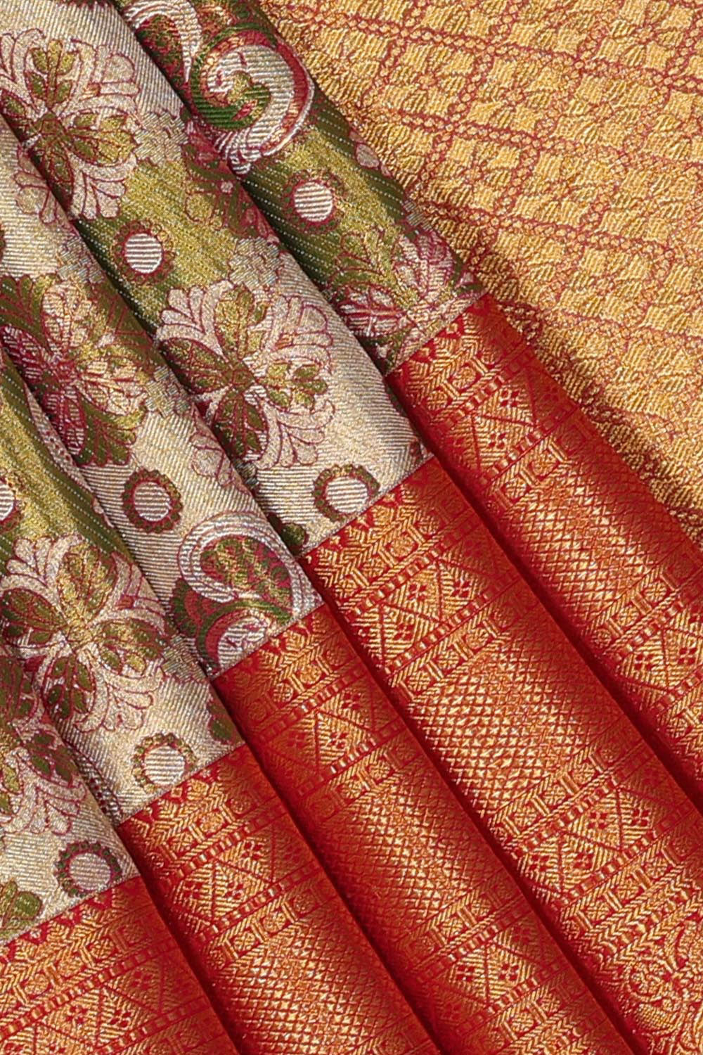 Kanchipattu An Ethereal Gold-Green Saree