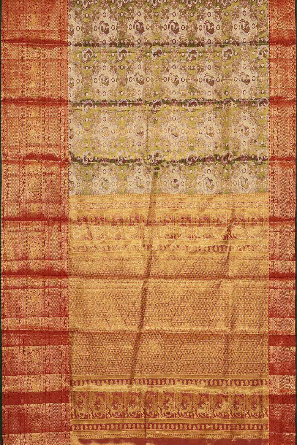 Kanchipattu An Ethereal Gold-Green Saree