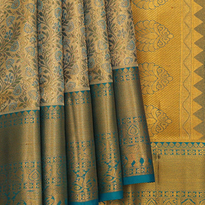 Kanchipattu An Ethereal Gold-Blue Saree