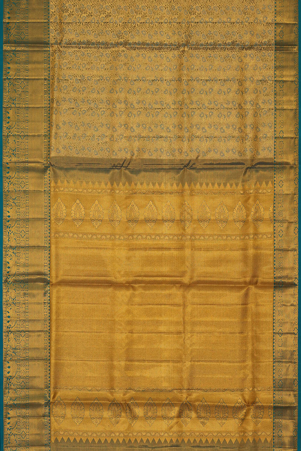 Kanchipattu An Ethereal Gold-Blue Saree