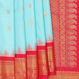 Gadwal Silk Sky-Blue Saree
