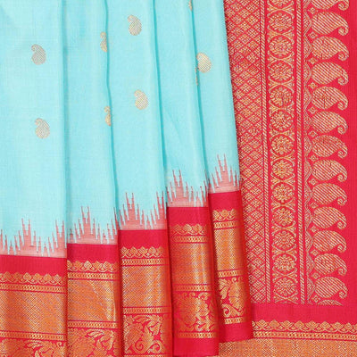 Gadwal Silk Sky-Blue Saree