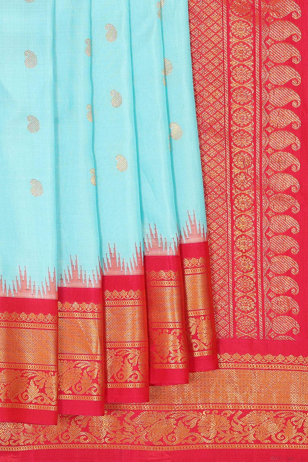 Gadwal Silk Sky-Blue Saree