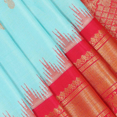 Gadwal Silk Sky-Blue Saree