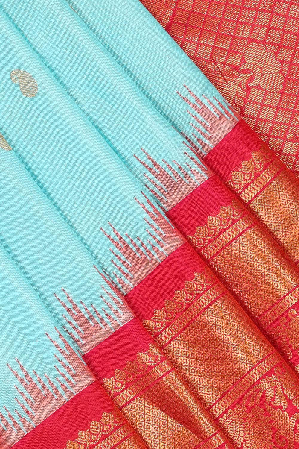 Gadwal Silk Sky-Blue Saree