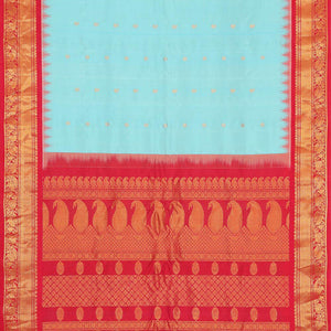 Gadwal Silk Sky-Blue Saree