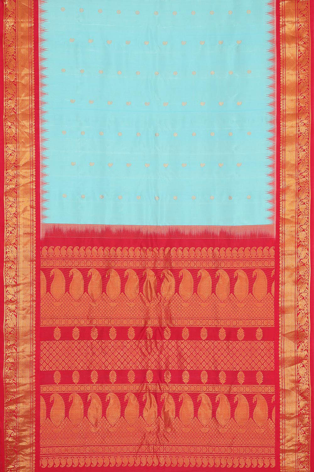 Gadwal Silk Sky-Blue Saree
