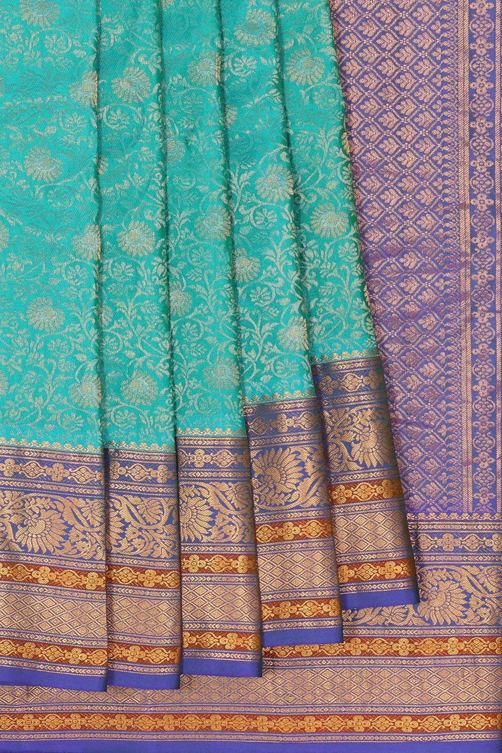 Gadwal Silk Sea-Green Saree