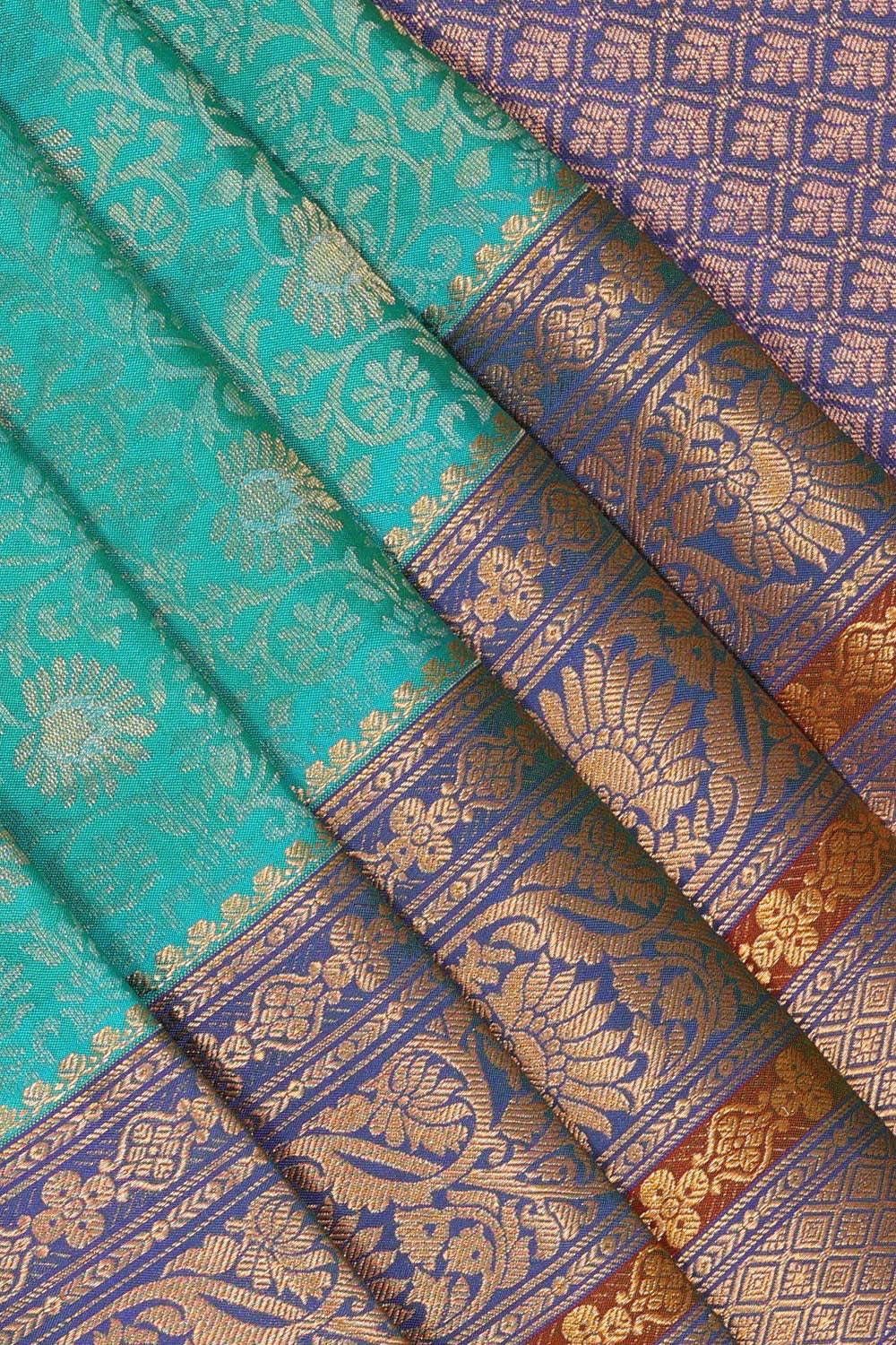 Gadwal Silk Sea-Green Saree