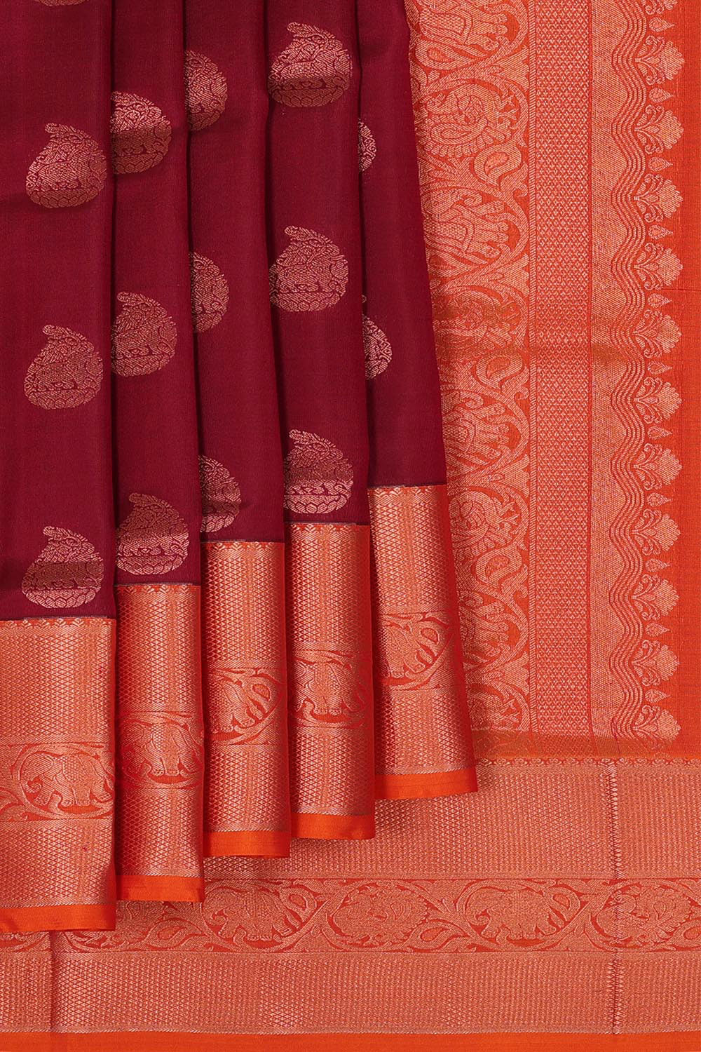Gorgeous Caramel-Maroon Saree