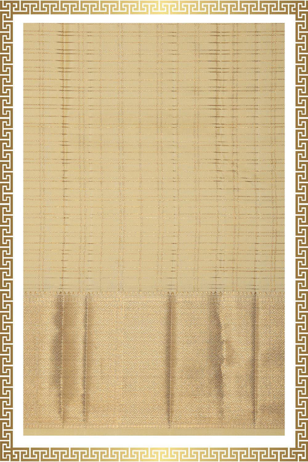 Kanchi Silk Light Beige Traditional Dhoti With Kanduva (8 X 4)