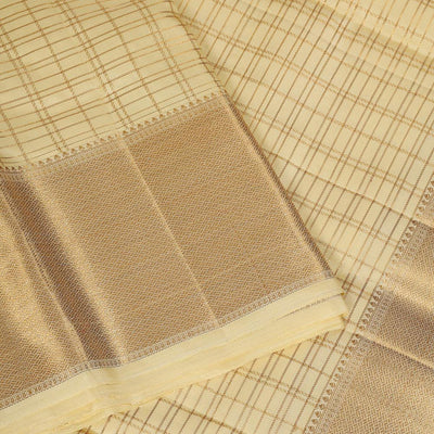 Kanchi Silk Light Beige Traditional Dhoti With Kanduva (8 X 4)