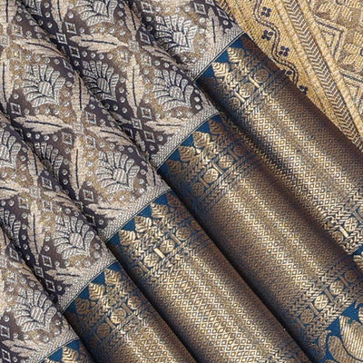 Kanchipattu An Ethereal Metallic Grey Saree-Grey