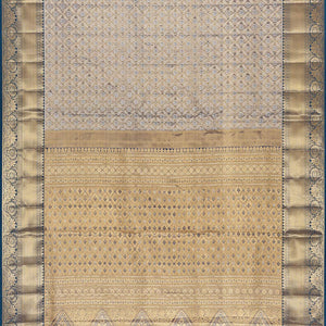 Kanchipattu An Ethereal Metallic Grey Saree-Grey