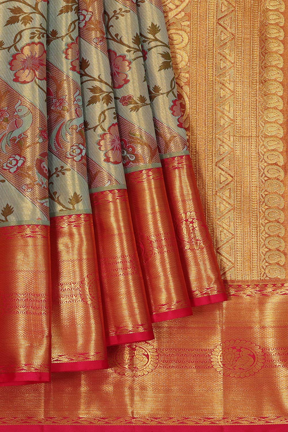 Kanchipattu An Ethereal Gold/Blue Saree