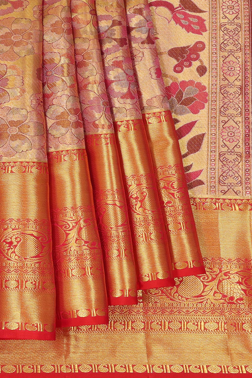 Kanchipattu An Ethereal Gold/Pink Saree