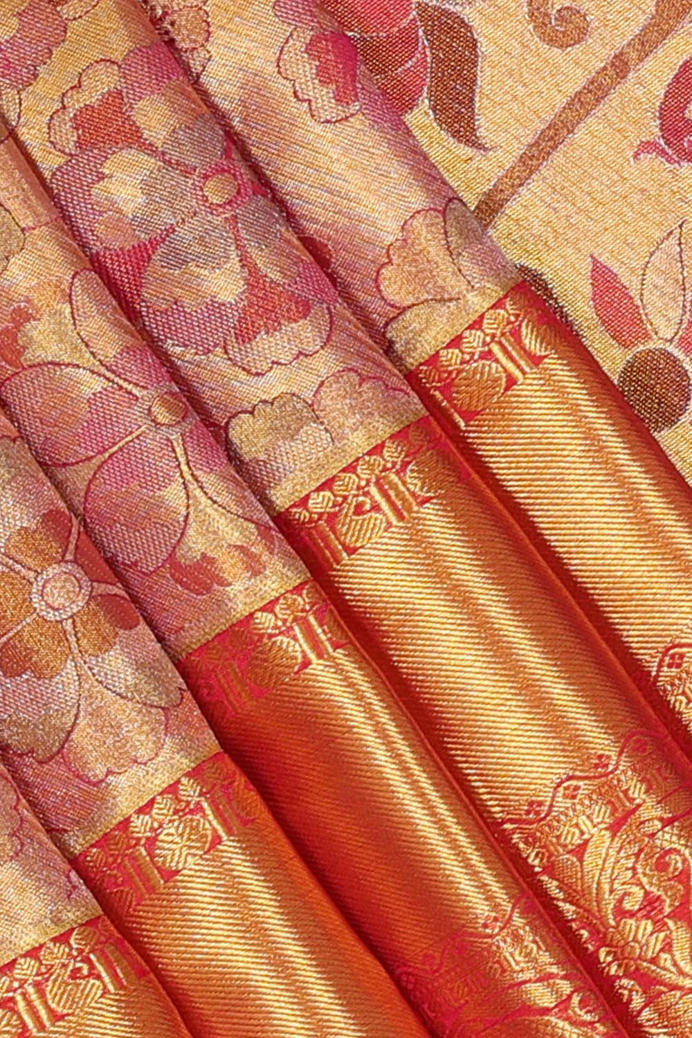 Kanchipattu An Ethereal Gold/Pink Saree