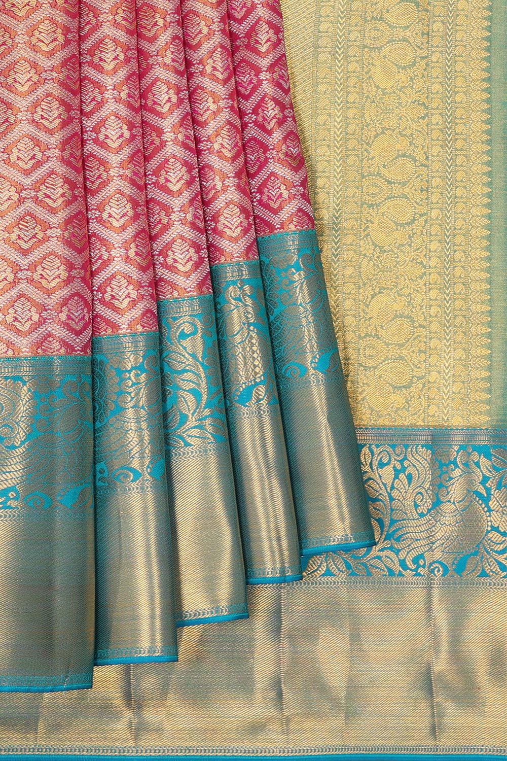 Kanchipattu An Ethereal Gold/Pink Saree
