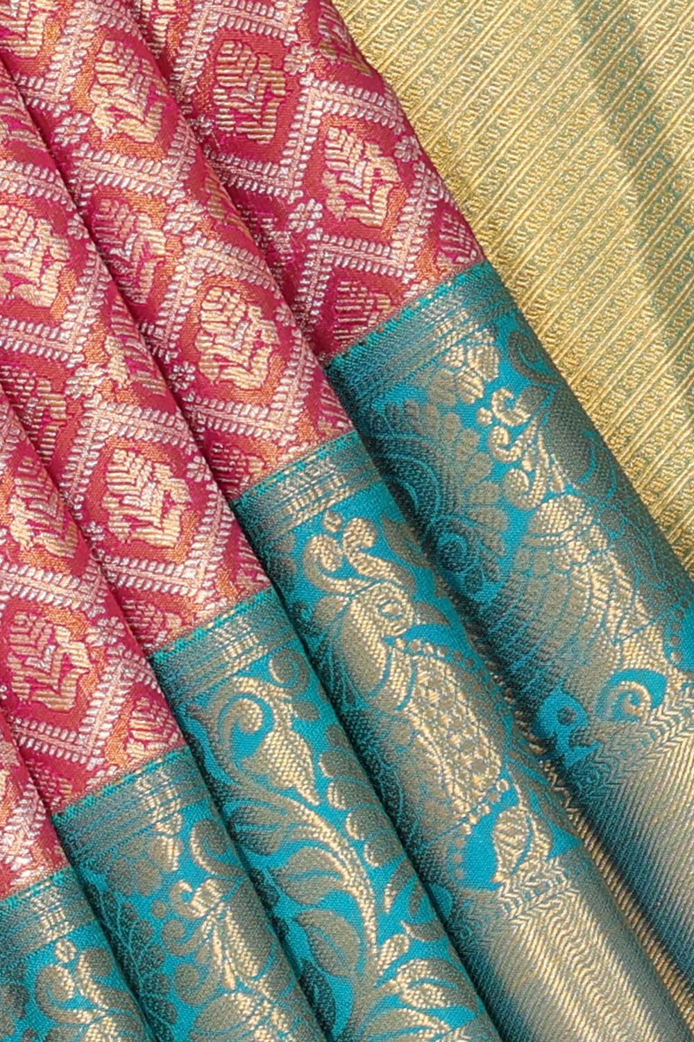 Kanchipattu An Ethereal Gold/Pink Saree