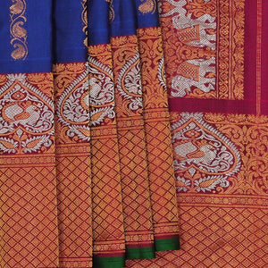 Gadwal-Silk Indigo Blue Saree