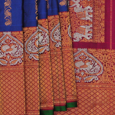 Gadwal-Silk Indigo Blue Saree