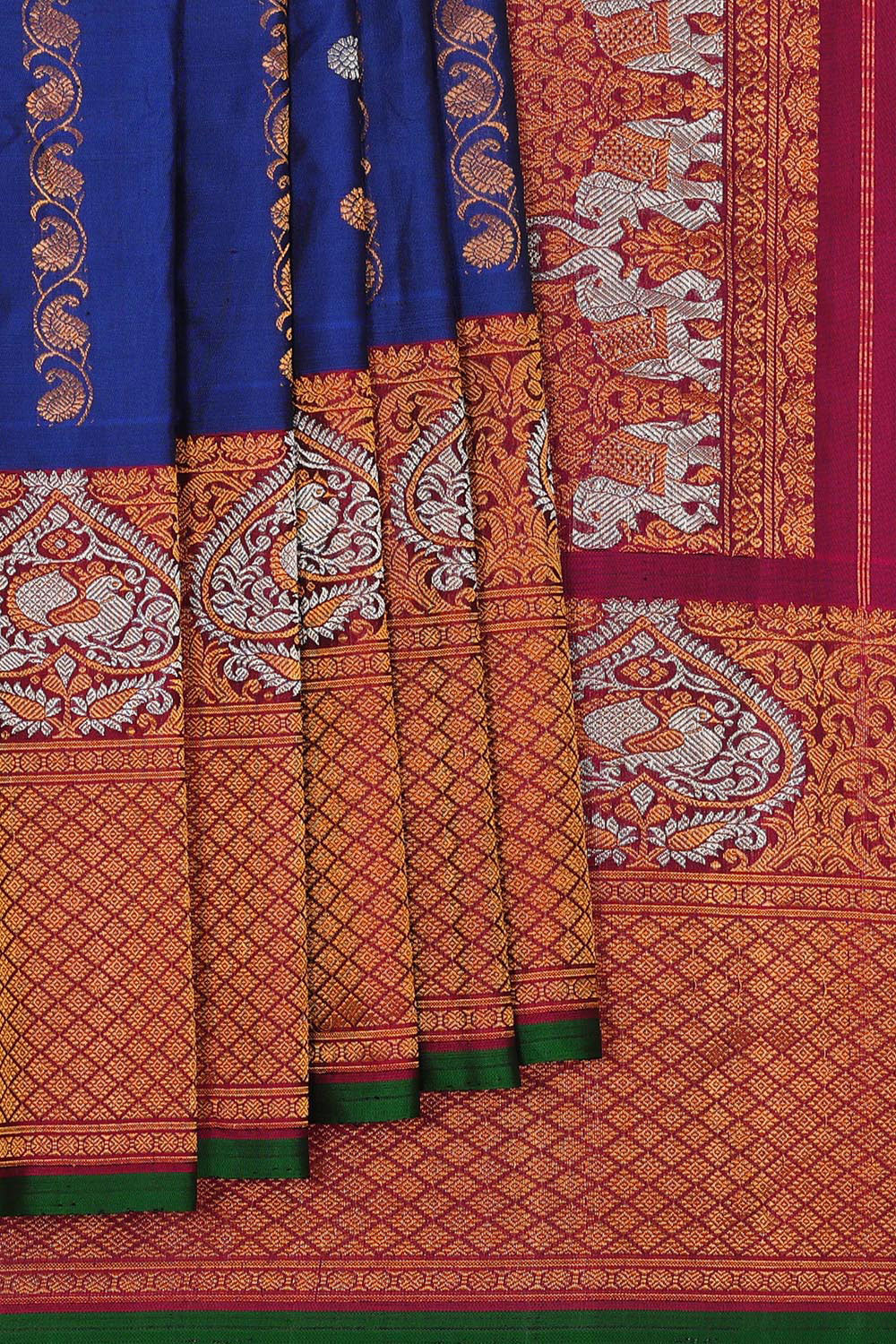 Gadwal-Silk Indigo Blue Saree