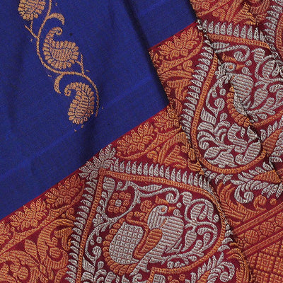 Gadwal-Silk Indigo Blue Saree