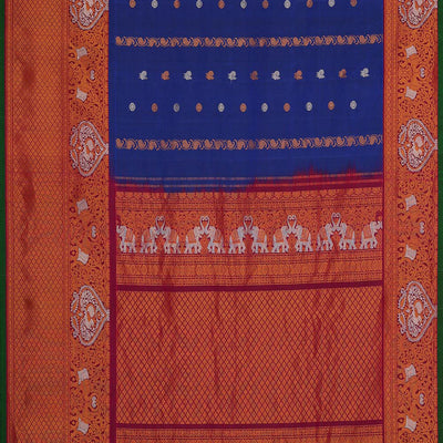 Gadwal-Silk Indigo Blue Saree