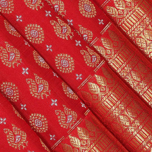 Kanchipattu Brocade Coral-Red Saree