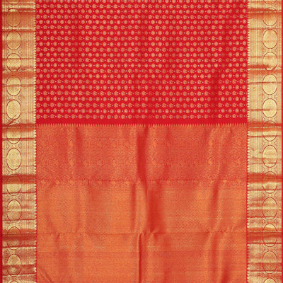 Kanchipattu Brocade Coral-Red Saree