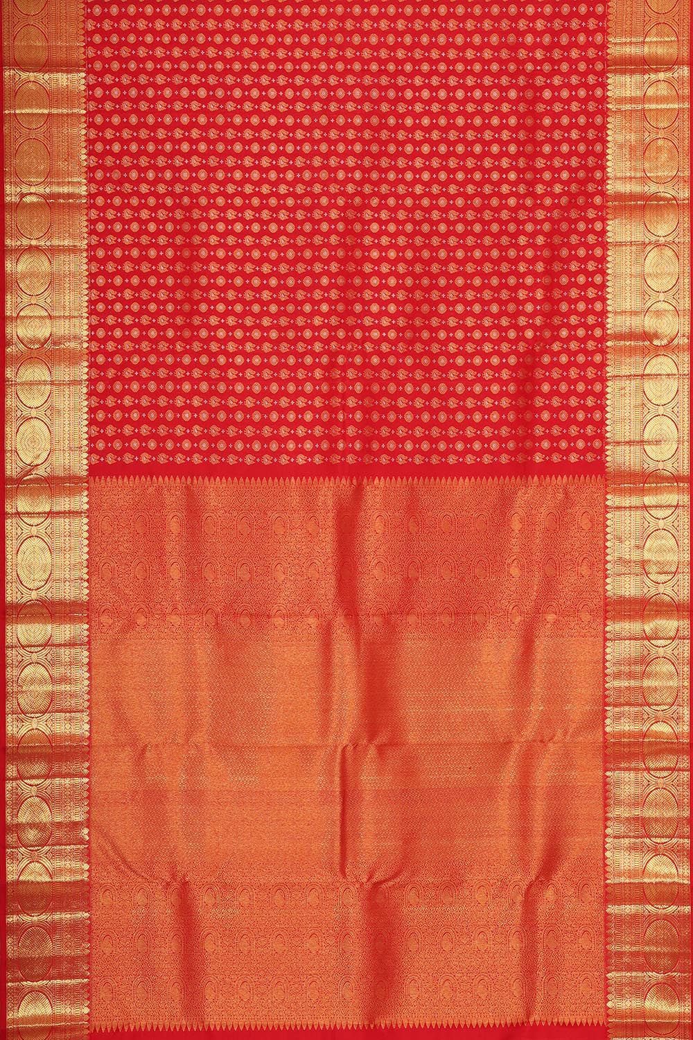 Kanchipattu Brocade Coral-Red Saree