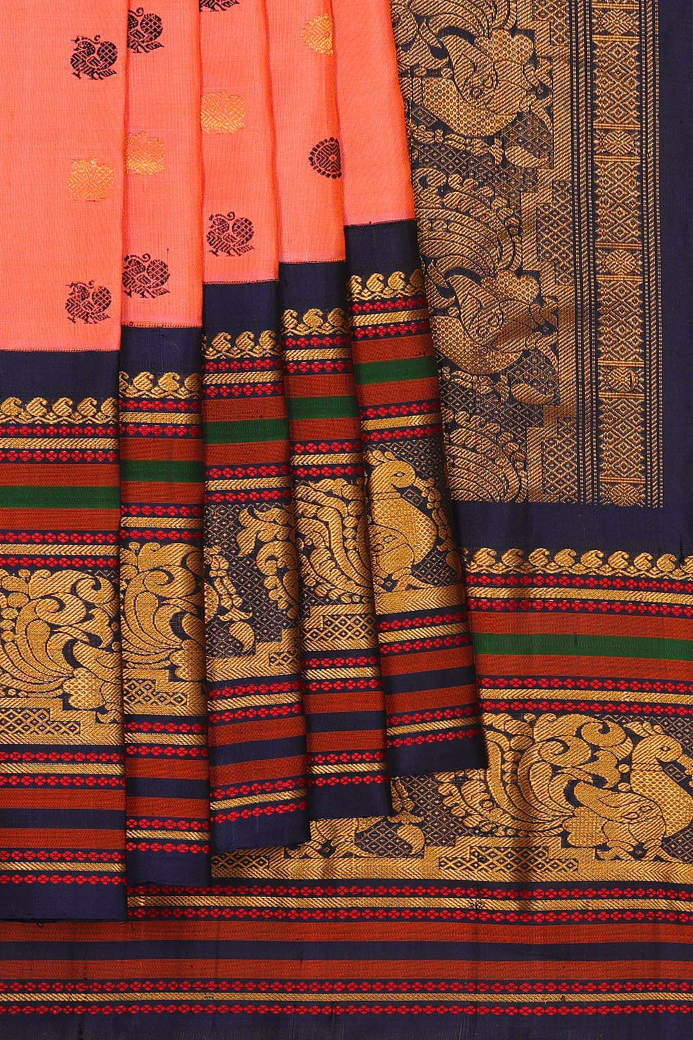 Gadwal-Silk Peach Saree